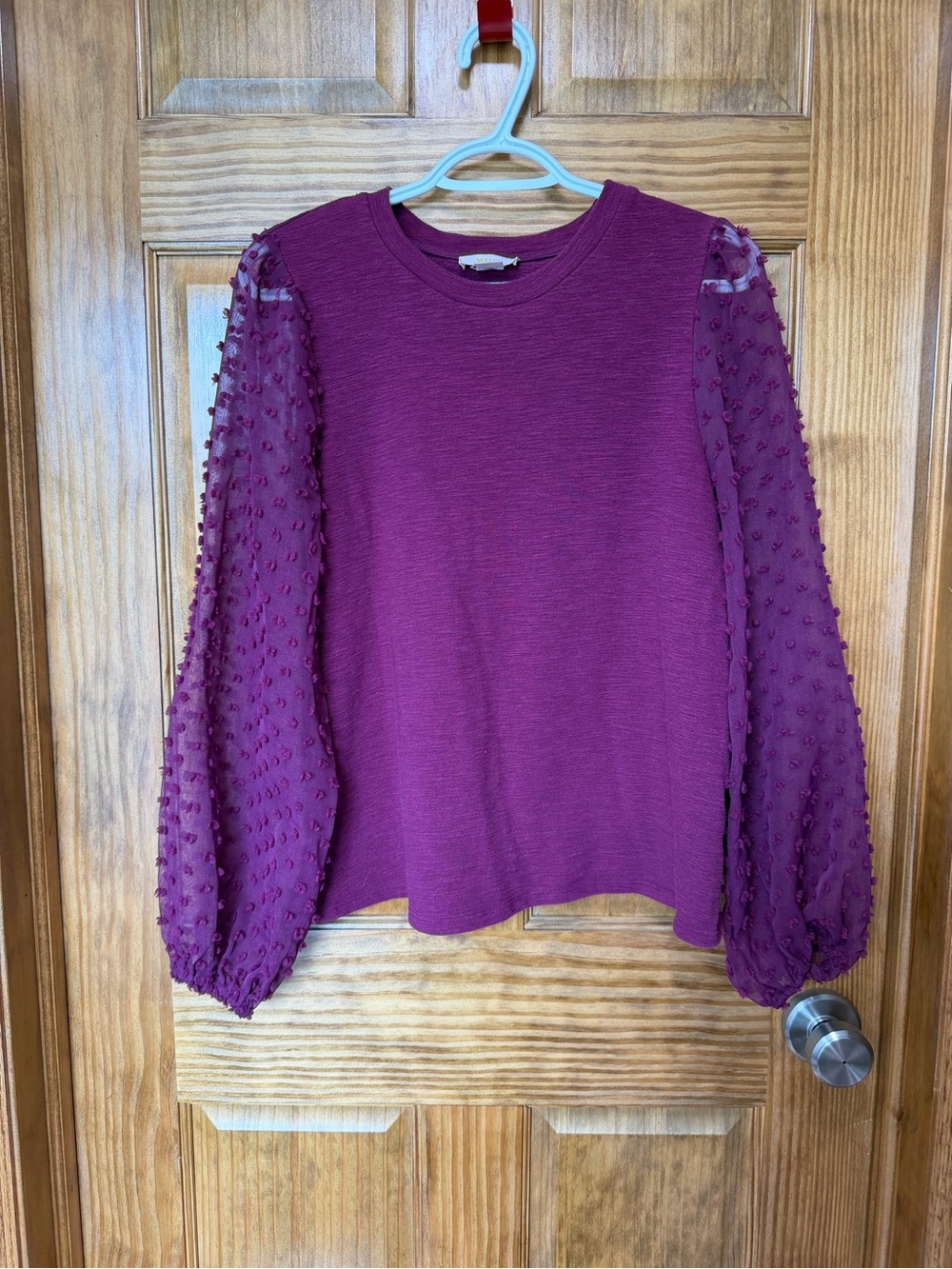 Women’s Maeve by Anthropologie Purple Textured Sheer Bubble Sleeve Top- Size M